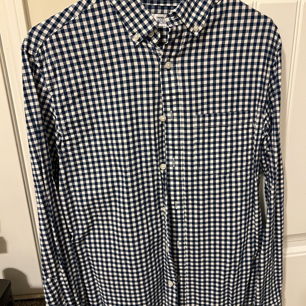 Old Navy Blue and White Casual Button Down Shirt